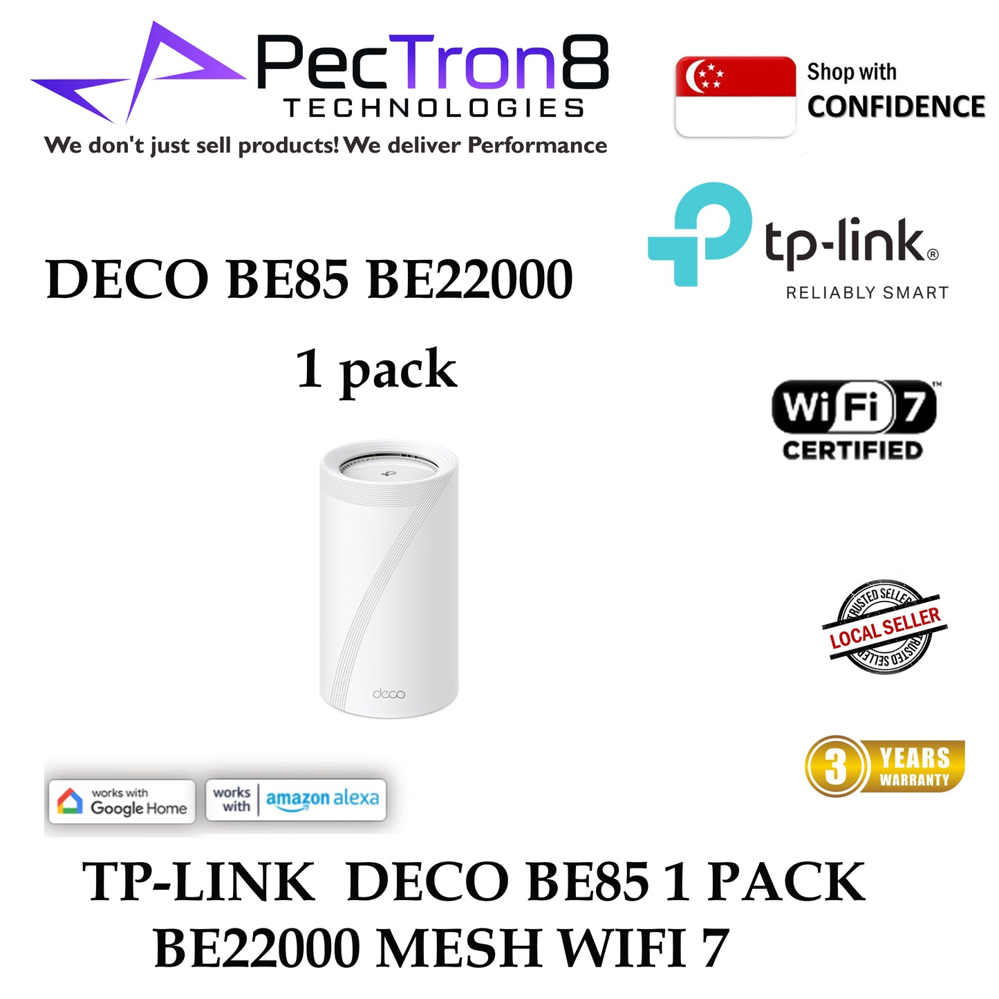 TP-LINK DECO BE 1 PACK BE22000 1 PACK MESH WIFI 7