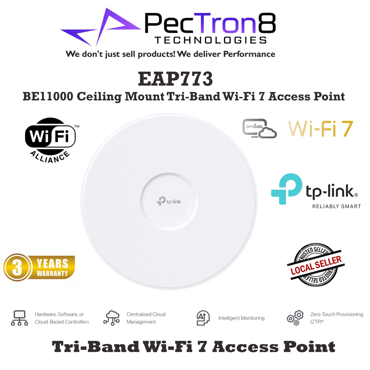Omada EAP773 BE11000 Tri-Band Wi-Fi 7 Wireless Access Point