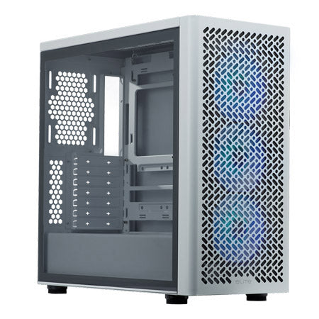 CM ELITE 502 ATX CASE WITH T.G BLACK - WHITE 3 FANS