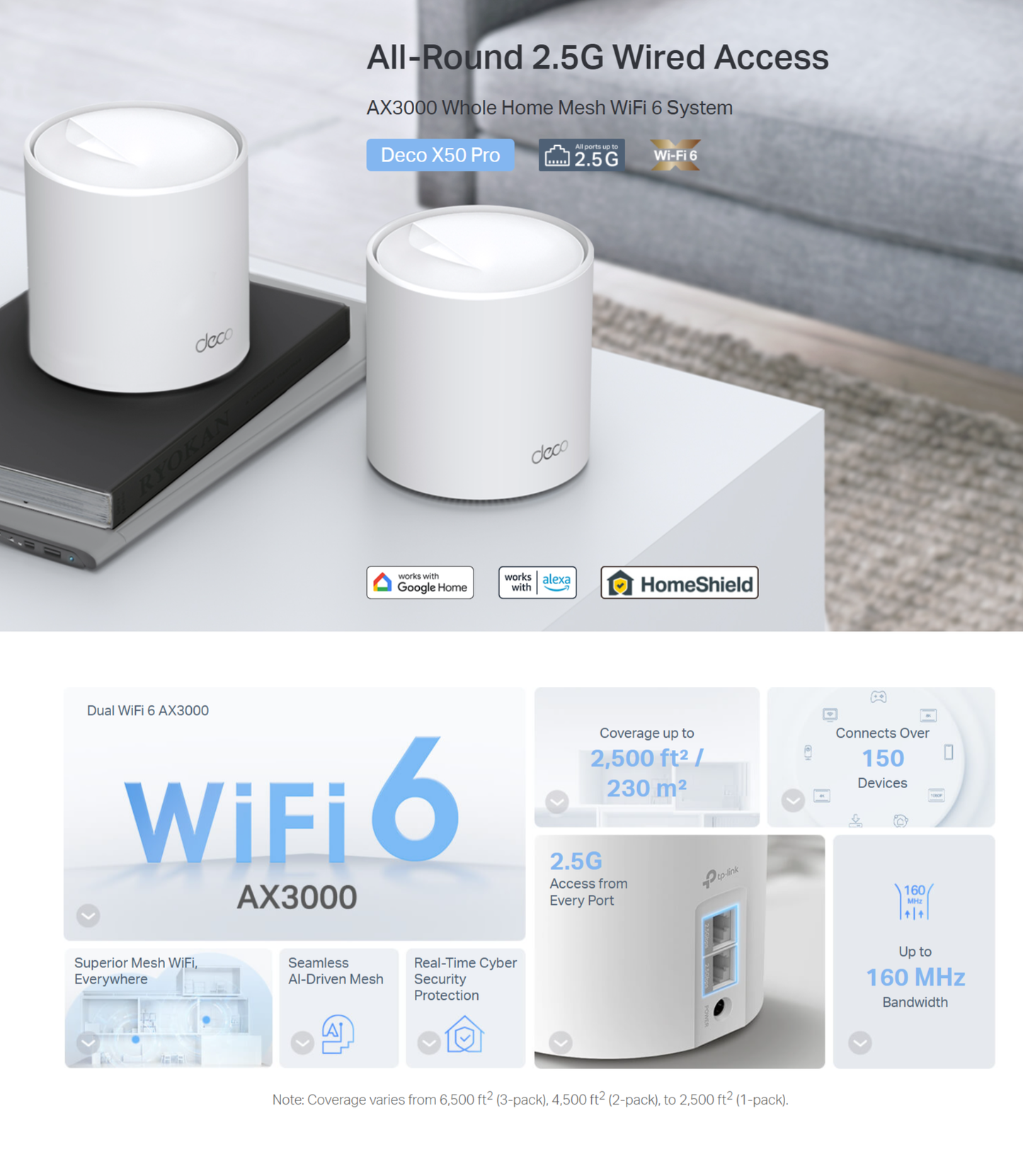TP-LINK DECO X50 PRO (2-PACK) AX3000 MESH WIFI 6