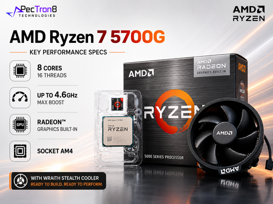 AMD Ryzen 7 5700G AM4 Desktop Processor with Radeon Graphics and Wraith Stealth Cooler