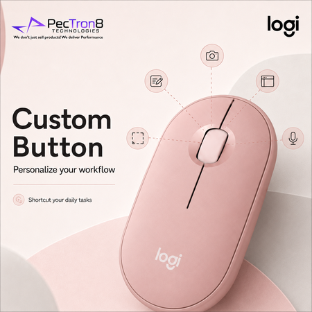 Logitech Pebble Mouse 2 M350s Slim Silent Bluetooth Wireless Mouse – Tonal Rose / Graphite / White