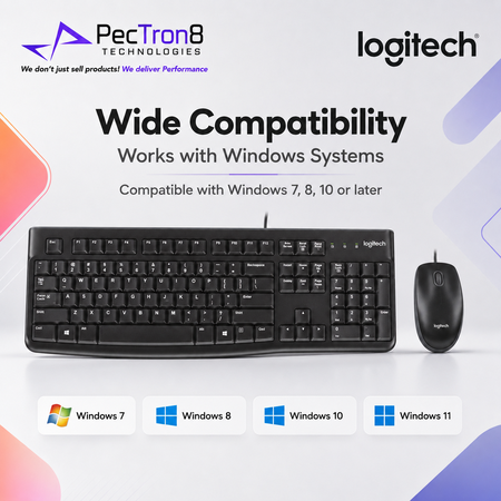Logitech MK120 Corded Keyboard and Mouse Combo USB Plug & Play