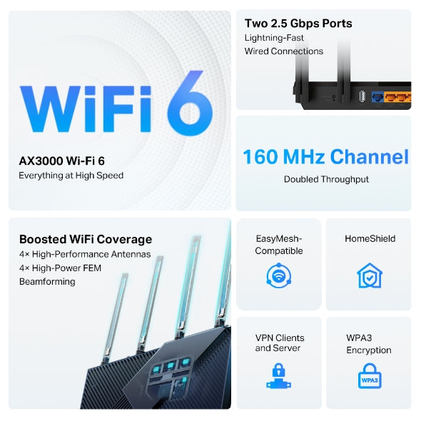 TP-LINK ARCHER AX55 PRO AX3000 WIFI ROUTER