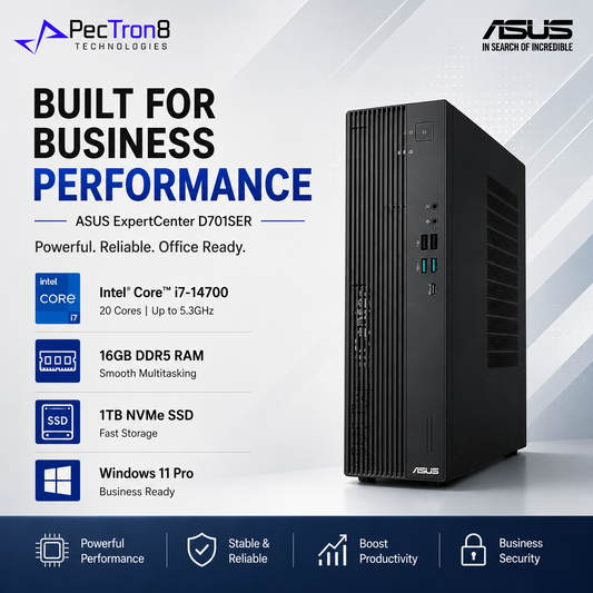 ASUS ExpertCenter D7 Small Form Factor PC i7-14700 16GB DDR5 1TB NVMe SSD Win 11 Pro