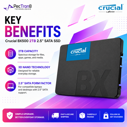 Crucial BX500 2TB 2.5” SATA SSD 3D NAND Internal Solid State Drive for Laptop Desktop
