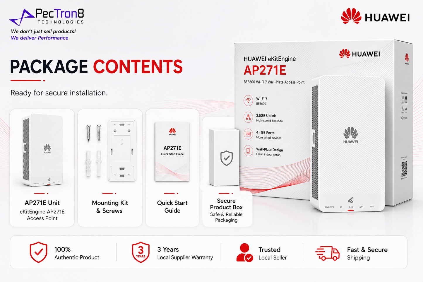 Huawei eKitEngine AP271E BE3600 Wi-Fi 7 Wall Plate Access Point