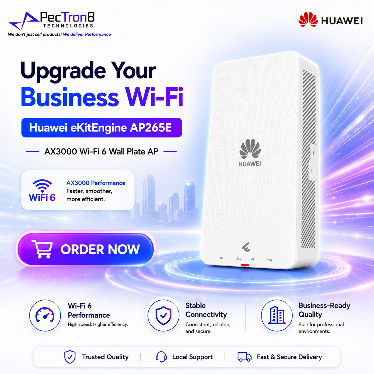 Huawei AP265E Wi-Fi 6 AX3000 Dual-Band Wall Plate Wireless Access Point