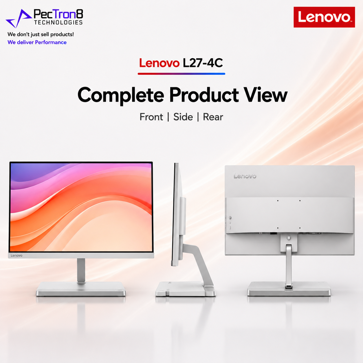 Lenovo L27-4C FHD 27 Inch Monitor for PC Laptop Office Study Home Use with HDMI VGA