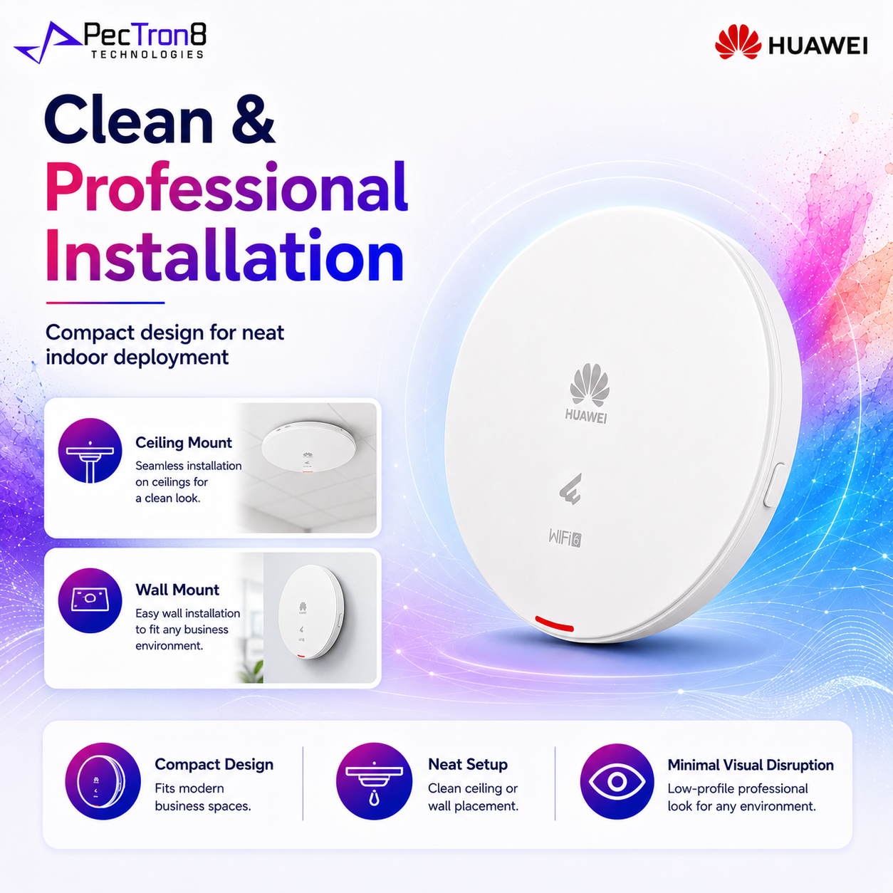 Huawei eKitEngine AP362 WiFi 6 AX3000 Wireless Access Point Dual Band PoE Gigabit Ceiling Wall Mount
