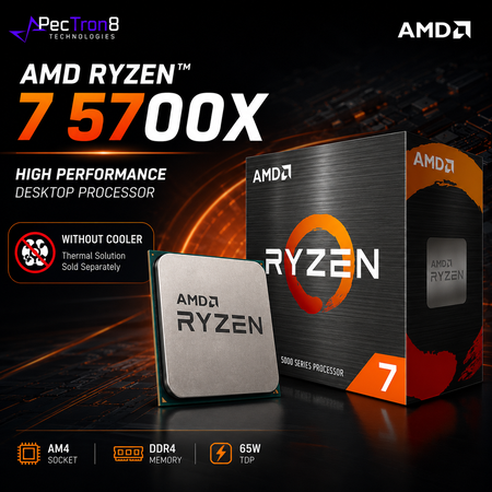 AMD Ryzen 7 5700X AM4 Desktop Processor 8C/16T 4.6GHz Boost 32MB Cache 65W CPU No Cooler Included