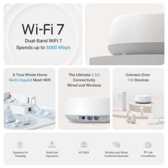 TP-LINK Deco BE25 BE5000 Whole Home Mesh WiFi 7 System - 3 Pack