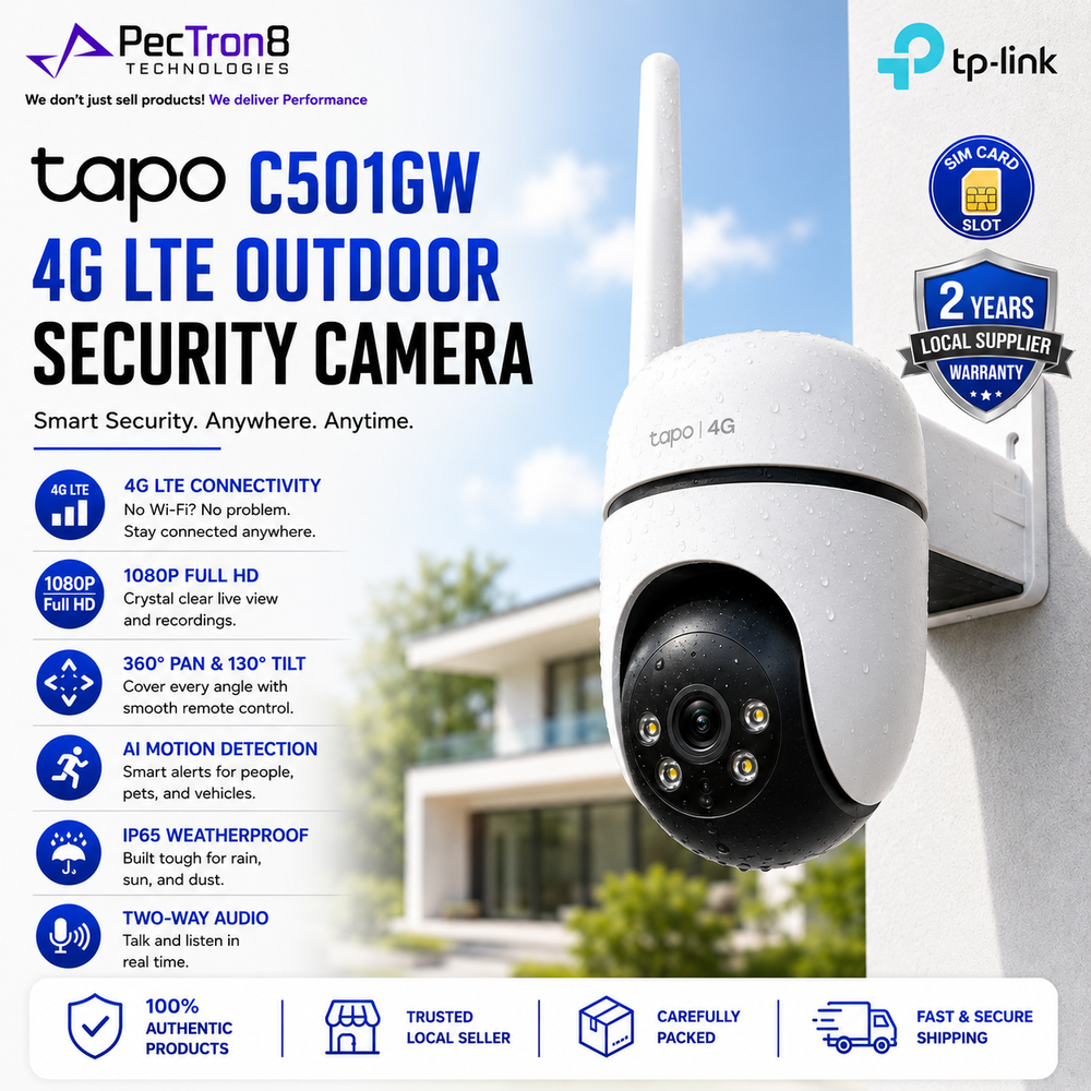 TP-Link Tapo C501GW 4G LTE Outdoor Pan Tilt Security Camera | 1080p Full HD | AI Person & Vehicle Detection | Full-Color Night Vision | IP66 Weatherproof | Two-Way Audio | microSD up to 512GB