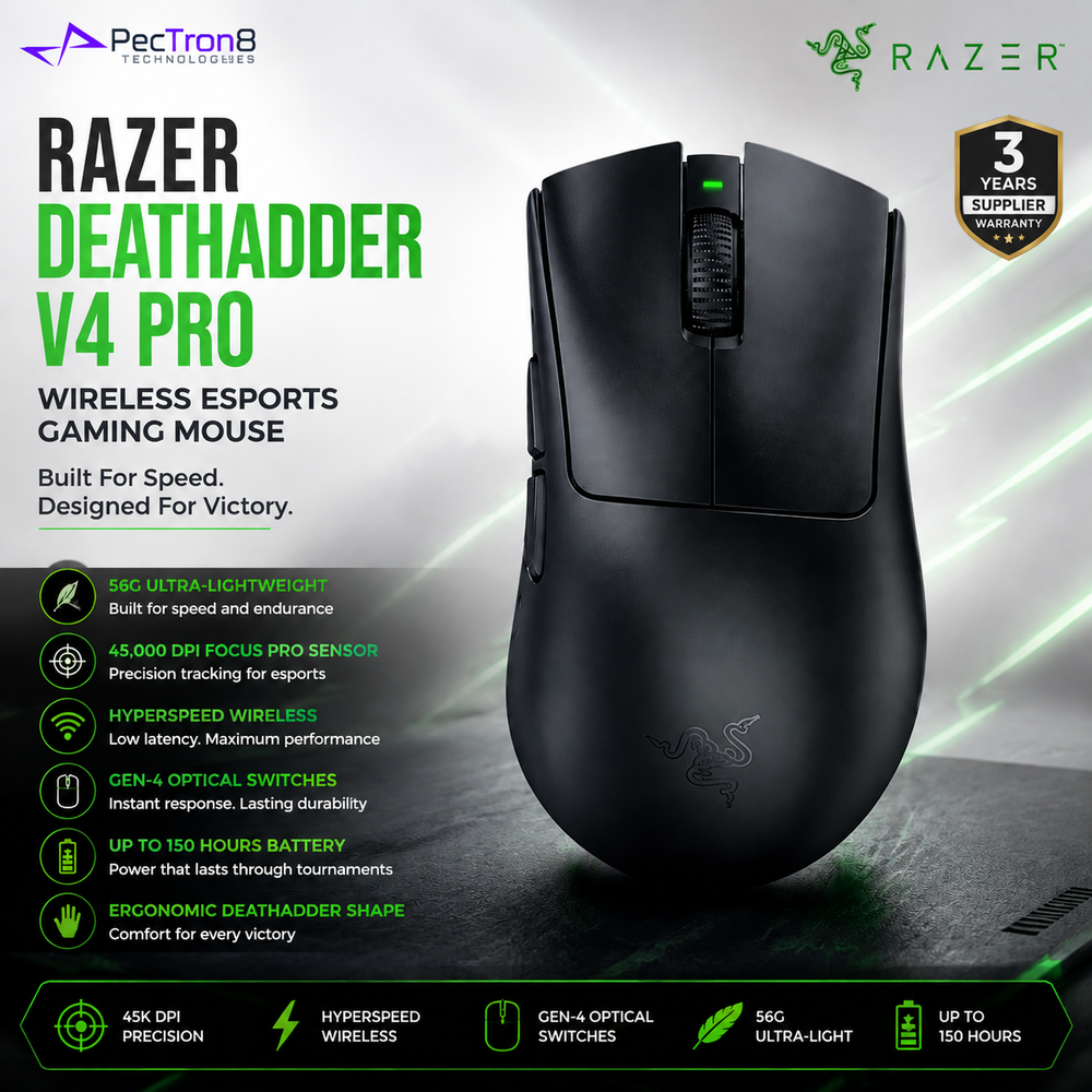 Razer DeathAdder V4 Pro Wireless Esports Gaming Mouse 45K DPI Focus Pro Optical Sensor HyperSpeed Wireless Gen-4 Optical Switch RZ01-05330100-R3A1