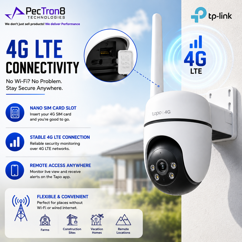 TP-Link Tapo C501GW 4G LTE Outdoor Pan Tilt Security Camera | 1080p Full HD | AI Person & Vehicle Detection | Full-Color Night Vision | IP66 Weatherproof | Two-Way Audio | microSD up to 512GB