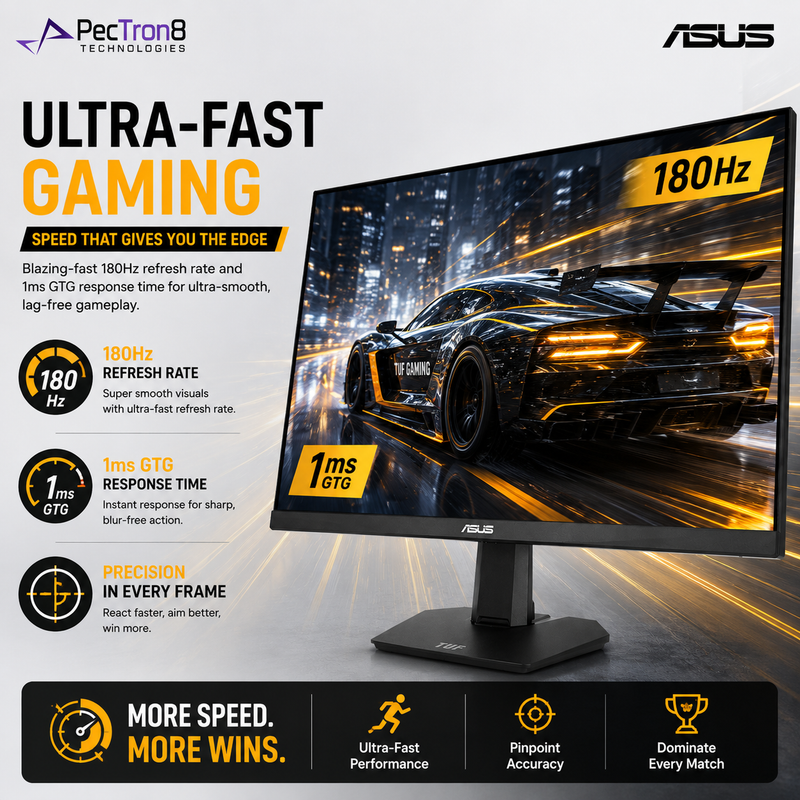 ASUS TUF Gaming VG27AQ5F 27-Inch QHD Fast IPS Gaming Monitor, 220Hz, 0.3ms, HDR10, FreeSync Premium, G-SYNC Compatible, ELMB Sync