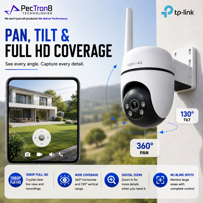 TP-Link Tapo C501GW 4G LTE Outdoor Pan Tilt Security Camera | 1080p Full HD | AI Person & Vehicle Detection | Full-Color Night Vision | IP66 Weatherproof | Two-Way Audio | microSD up to 512GB