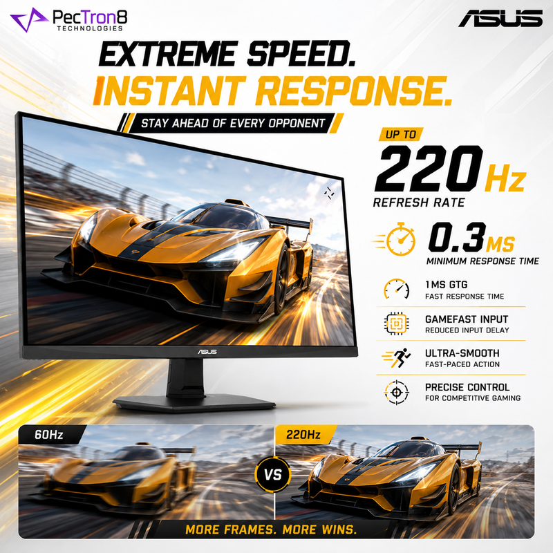 ASUS TUF Gaming VG27AQ5F 27-Inch QHD Fast IPS Gaming Monitor, 220Hz, 0.3ms, HDR10, FreeSync Premium, G-SYNC Compatible, ELMB Sync
