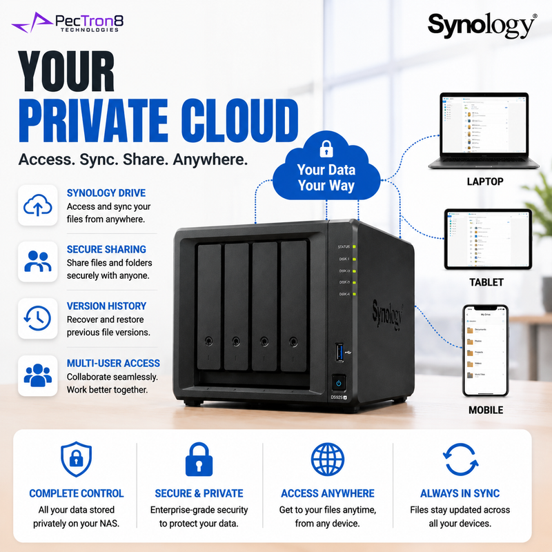 Synology DiskStation DS925+ 4-Bay NAS Storage Server, AMD Ryzen Processor, 2.5GbE Network, DDR4 ECC Memory, SSD Cache, RAID Backup