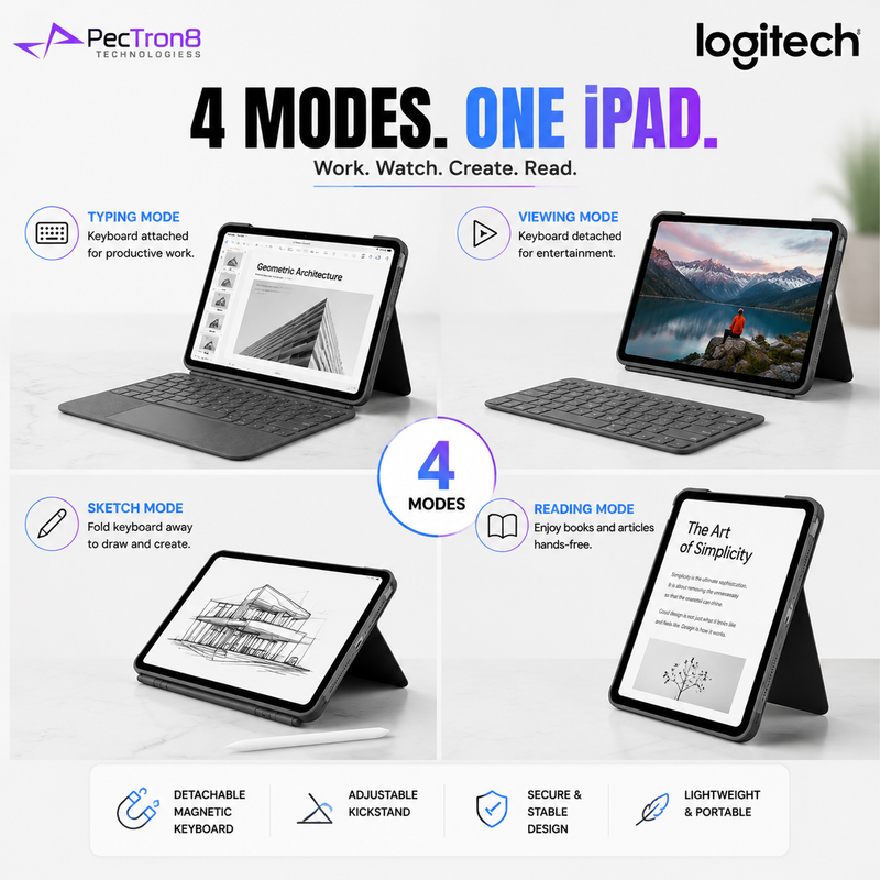 Logitech Combo Touch iPad Air 11-inch/10.9-inch Keyboard Case with Trackpad, Backlit Keys, Smart Connector, iPad Air 4th & 5th Gen 920-012627