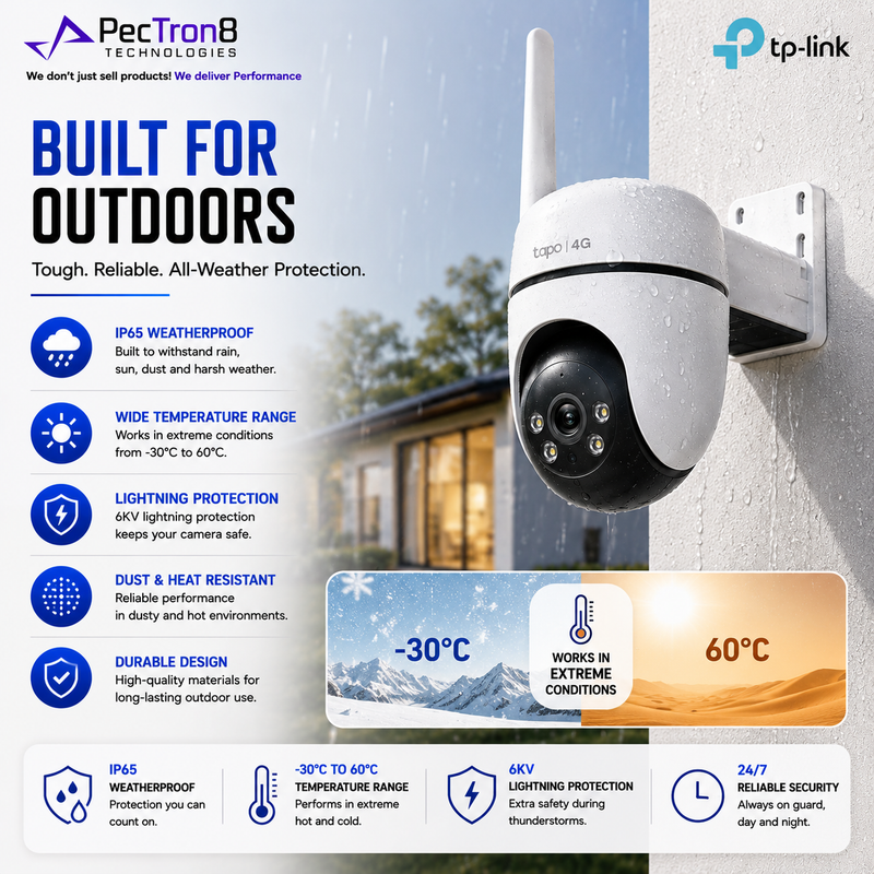 TP-Link Tapo C501GW 4G LTE Outdoor Pan Tilt Security Camera | 1080p Full HD | AI Person & Vehicle Detection | Full-Color Night Vision | IP66 Weatherproof | Two-Way Audio | microSD up to 512GB