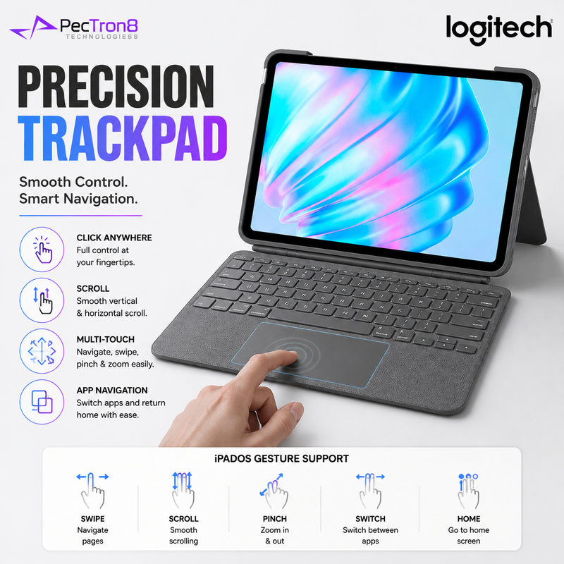 Logitech Combo Touch iPad Air 11-inch/10.9-inch Keyboard Case with Trackpad, Backlit Keys, Smart Connector, iPad Air 4th & 5th Gen 920-012627