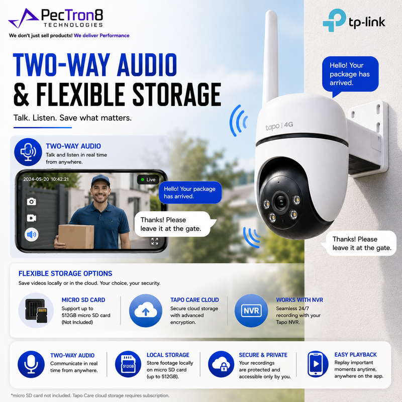 TP-Link Tapo C501GW 4G LTE Outdoor Pan Tilt Security Camera | 1080p Full HD | AI Person & Vehicle Detection | Full-Color Night Vision | IP66 Weatherproof | Two-Way Audio | microSD up to 512GB