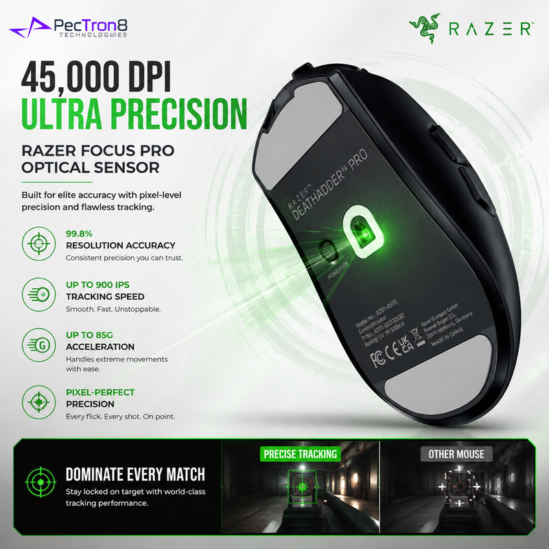 Razer DeathAdder V4 Pro Wireless Esports Gaming Mouse 45K DPI Focus Pro Optical Sensor HyperSpeed Wireless Gen-4 Optical Switch RZ01-05330100-R3A1