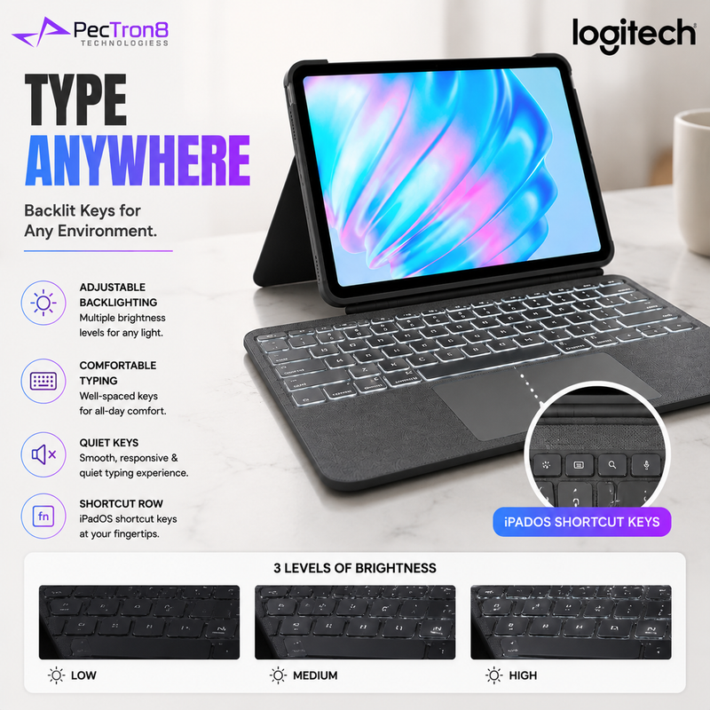 Logitech Combo Touch iPad Air 11-inch/10.9-inch Keyboard Case with Trackpad, Backlit Keys, Smart Connector, iPad Air 4th & 5th Gen 920-012627