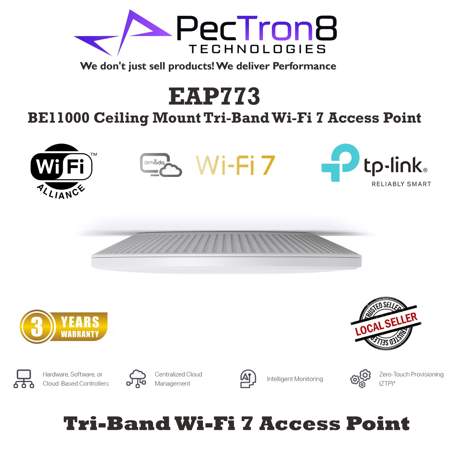 Omada EAP773 BE11000 Tri-Band Wi-Fi 7 Wireless Access Point