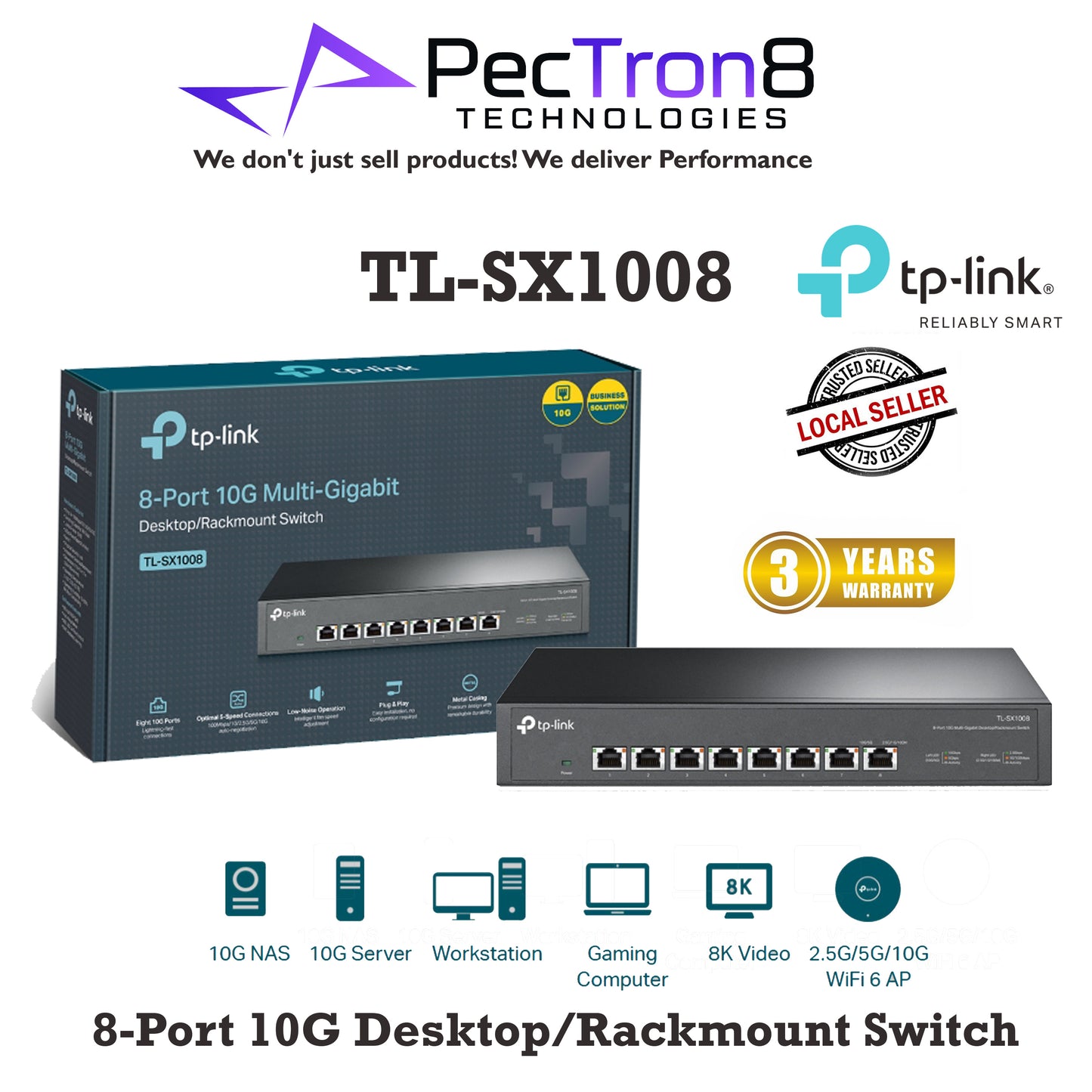 TP-Link TL-SX1008 8-Port 10G Desktop/Rackmount Switch