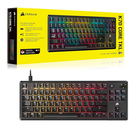 CORSAIR K70 CORE TKL RGB Mechanical Gaming Keyboard - CORSAIR MLX Red v2 Linear Switches