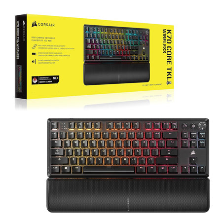 CORSAIR K70 CORE TKL WIRELESS RGB Mechanical Gaming Keyboard - CORSAIR MLX Red v2 Linear Switches