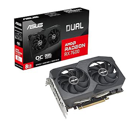 ASUS DUAL AMD RADEON RX7600 O8G V2 TWIN FAN GDDR6