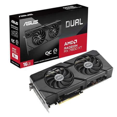 ASUS DUAL AMD RADEON RX 7800XT O16G TWIN FAN OC GDDR6 GPU 3Year