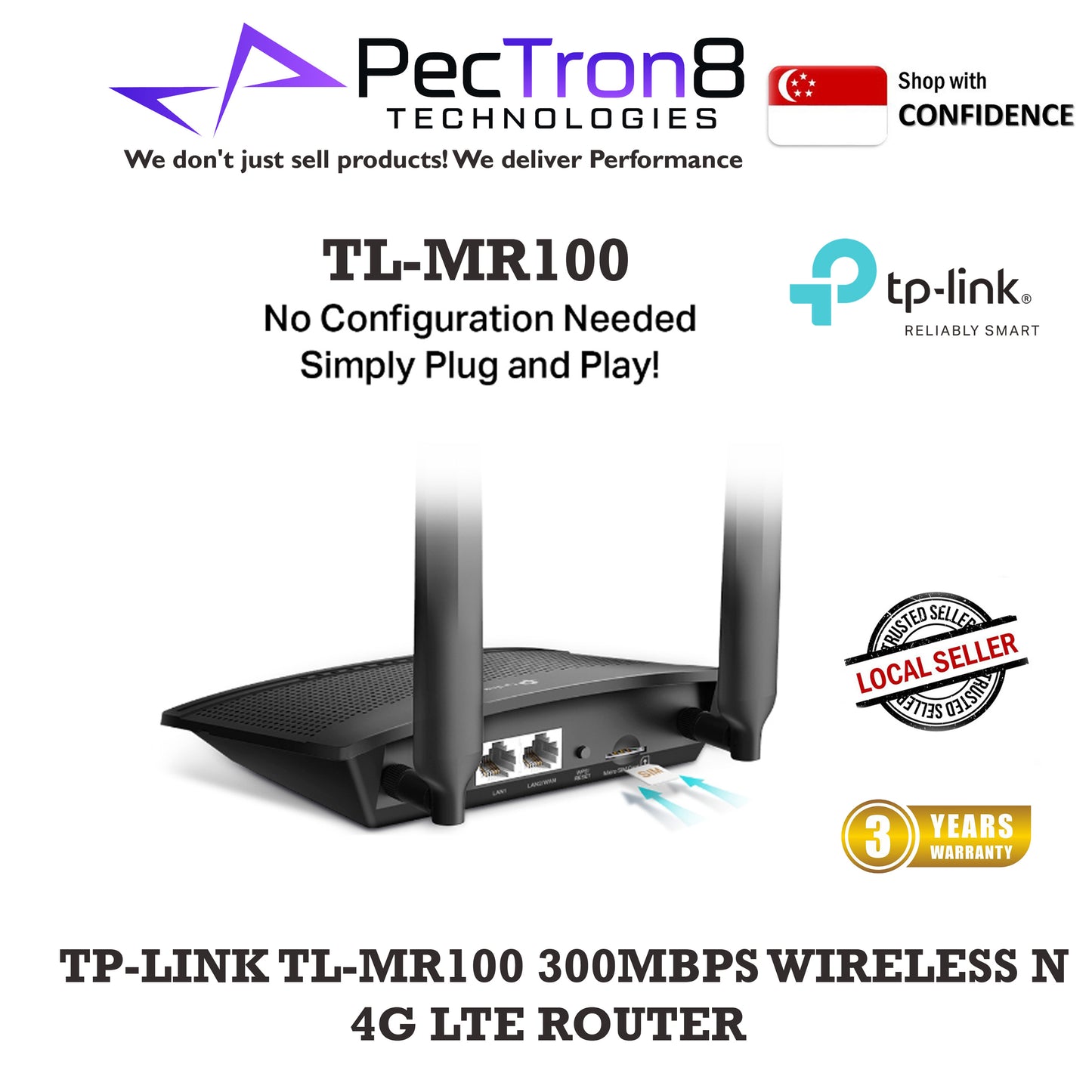 TP-LINK TL-MR100 300MBPS WIRELESS N 4G LTE ROUTER
