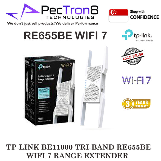 TP-Link RE655BE BE11000 Tri-Band Wi-Fi 7 Range WiFi7 Extender