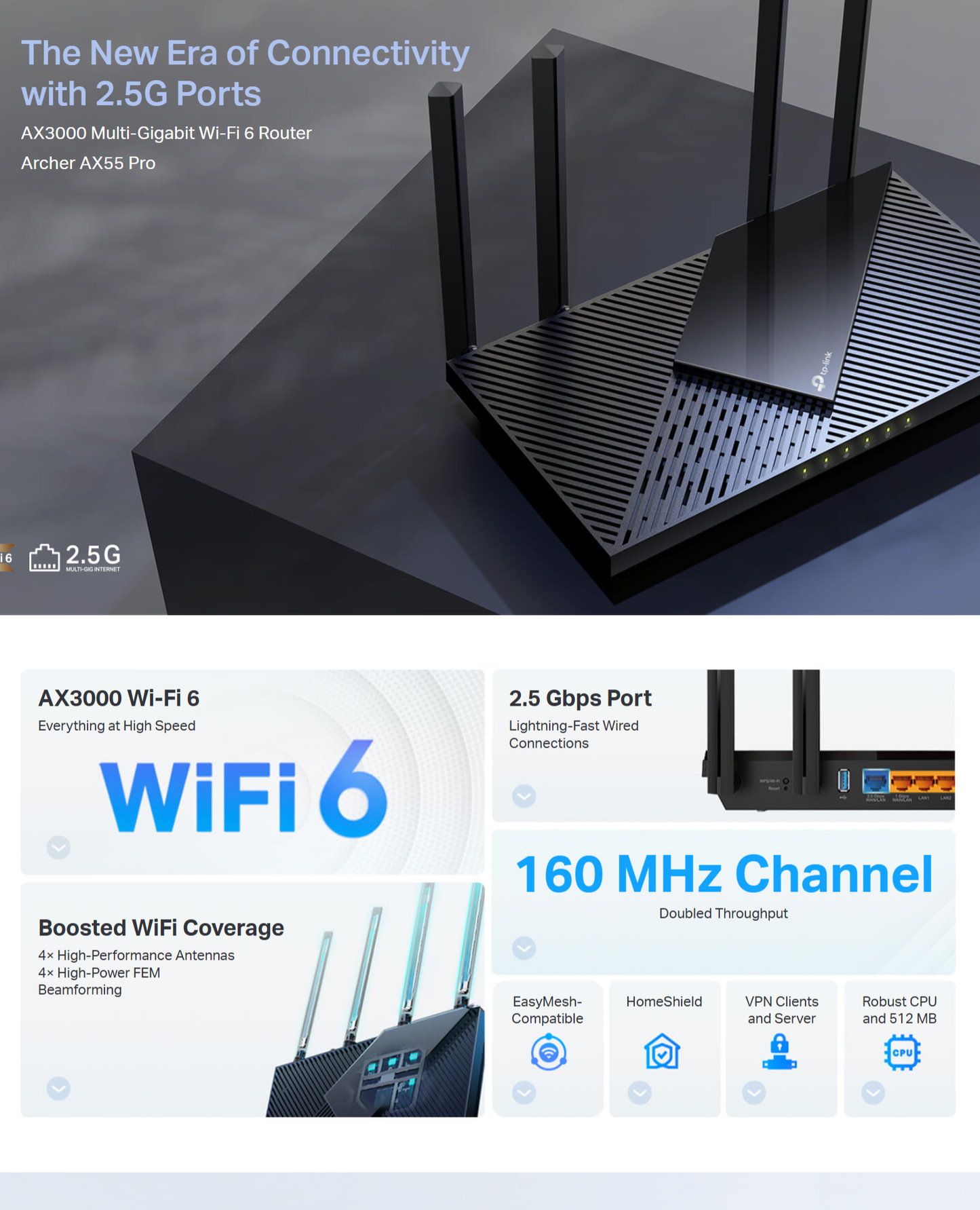 TP-LINK ARCHER AX55 PRO AX3000 WIFI ROUTER