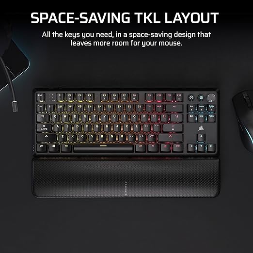 CORSAIR K70 CORE TKL WIRELESS RGB Mechanical Gaming Keyboard - CORSAIR MLX Red v2 Linear Switches
