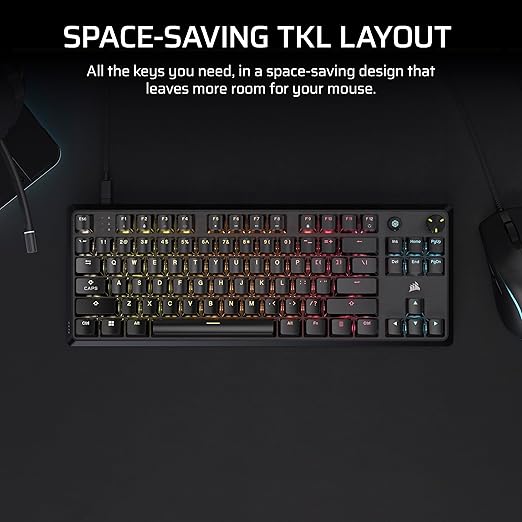 CORSAIR K70 CORE TKL RGB Mechanical Gaming Keyboard - CORSAIR MLX Red v2 Linear Switches