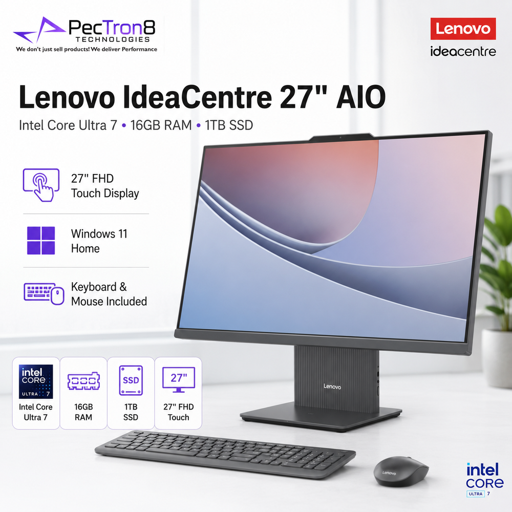 Lenovo IdeaCentre 27" AIO F0JW002BST | Intel Core Ultra 7 | 16GB RAM | 1TB SSD | Windows 11 Home | Keyboard & Mouse Included