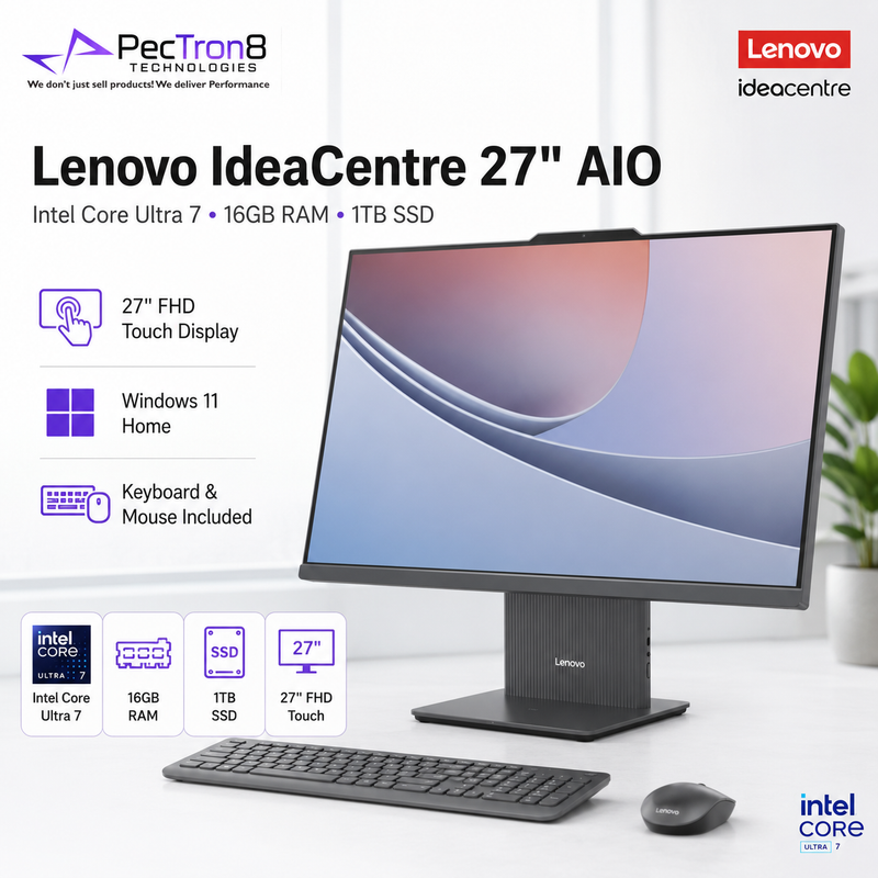 Lenovo IdeaCentre 27" AIO F0JW002BST | Intel Core Ultra 7 | 16GB RAM | 1TB SSD | Windows 11 Home | Keyboard & Mouse Included