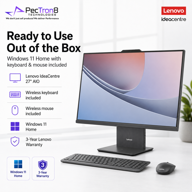 Lenovo IdeaCentre 27" AIO F0JW002BST | Intel Core Ultra 7 | 16GB RAM | 1TB SSD | Windows 11 Home | Keyboard & Mouse Included