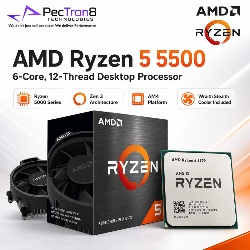 AMD Ryzen 5 5500 Processor 6 Cores 12 Threads AM4 4.2GHz with Wraith Stealth Cooler