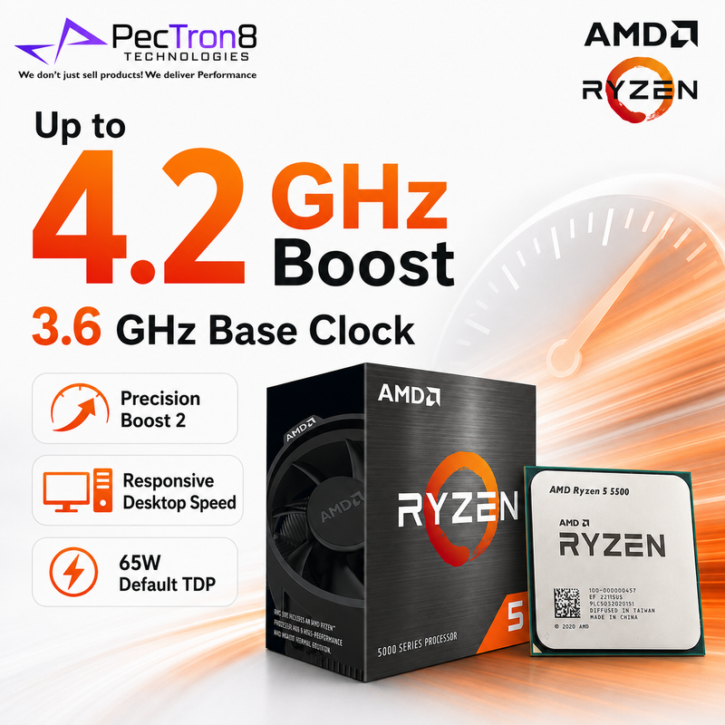 AMD Ryzen 5 5500 Processor 6 Cores 12 Threads AM4 4.2GHz with Wraith Stealth Cooler