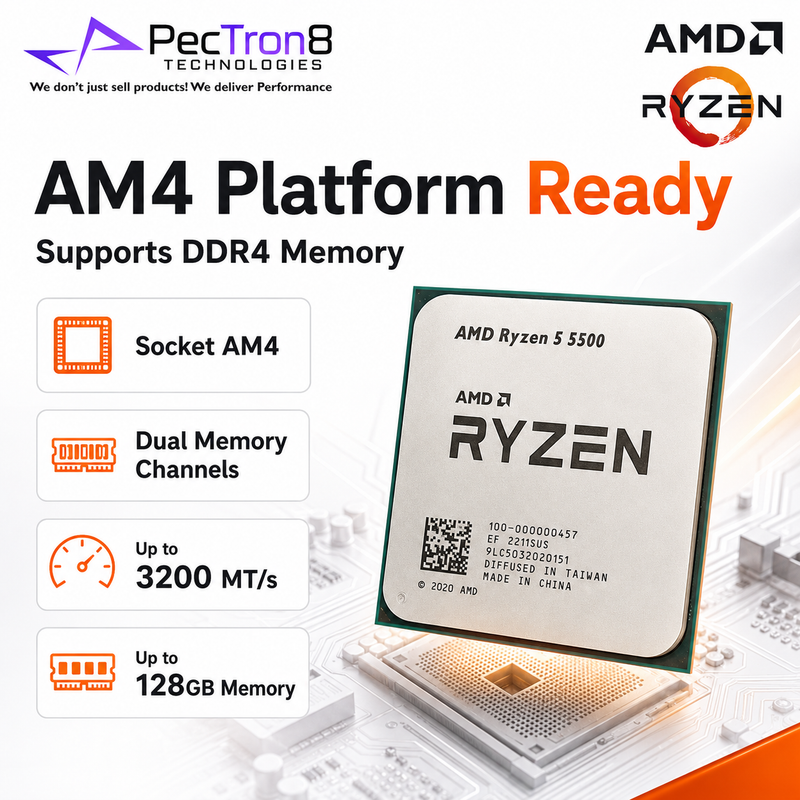 AMD Ryzen 5 5500 Processor 6 Cores 12 Threads AM4 4.2GHz with Wraith Stealth Cooler
