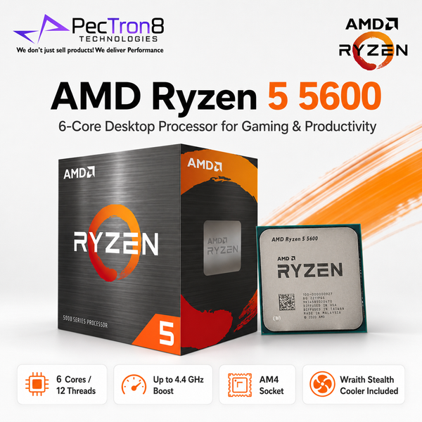 AMD Ryzen 5 5600 Processor with Wraith Stealth Cooler AM4 6 Core 12 Thread 4.4GHz 35MB Cache
