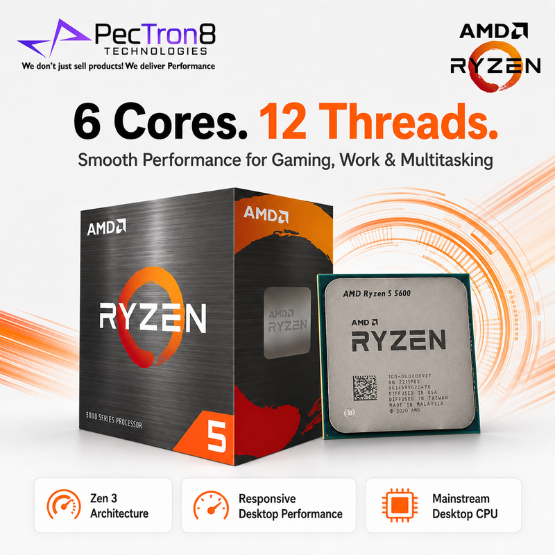 AMD Ryzen 5 5600 Processor with Wraith Stealth Cooler AM4 6 Core 12 Thread 4.4GHz 35MB Cache
