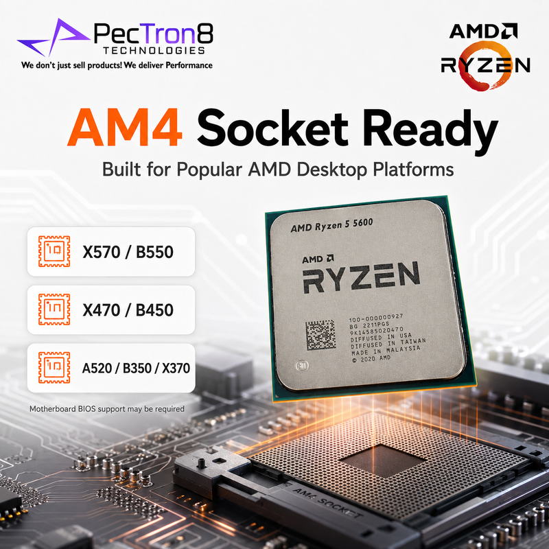 AMD Ryzen 5 5600 Processor with Wraith Stealth Cooler AM4 6 Core 12 Thread 4.4GHz 35MB Cache