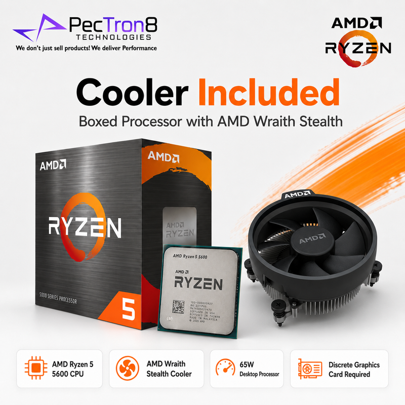 AMD Ryzen 5 5600 Processor with Wraith Stealth Cooler AM4 6 Core 12 Thread 4.4GHz 35MB Cache